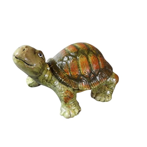 Grön keramikskölpadda - dekorativ figur 11x16cm