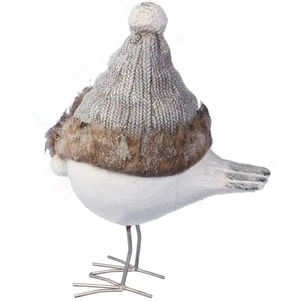 Keraaminen lintuhahmo kimalluksella ja metallijaloilla 57 cm - Joulukoriste