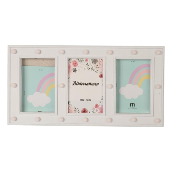 Valkoinen koristekehys LED-taustavalolla 40x20cm