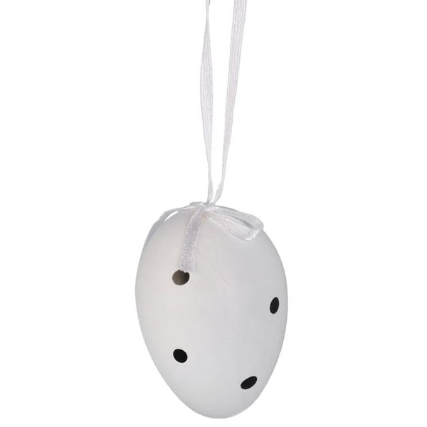 Muoviset munariipukset, 6 kpl sarja, 6 cm, mustavalkoinen
