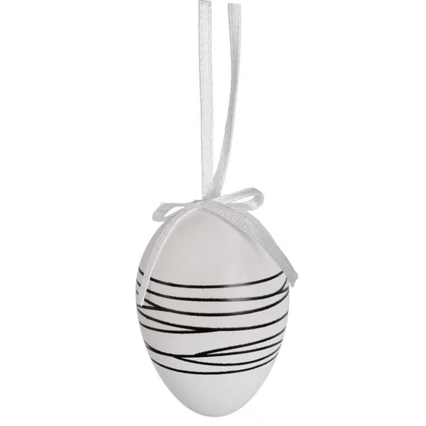 Muoviset munariipukset, 6 kpl sarja, 6 cm, mustavalkoinen