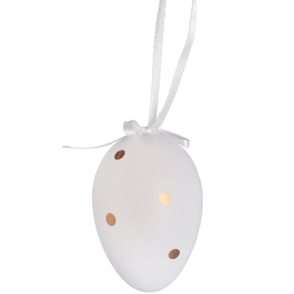 Muoviset munariipukset, 6 kpl sarja, 6 cm, valkoinen ja kulta