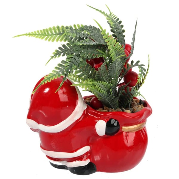 Keraaminen joulukoriste Santa mehikasveilla