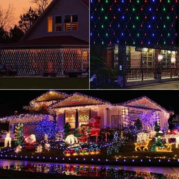 Koristeellinen verkko monivärisillä LED-valoilla 2x2m, ulko- ja sisäkäyttöön, 220V