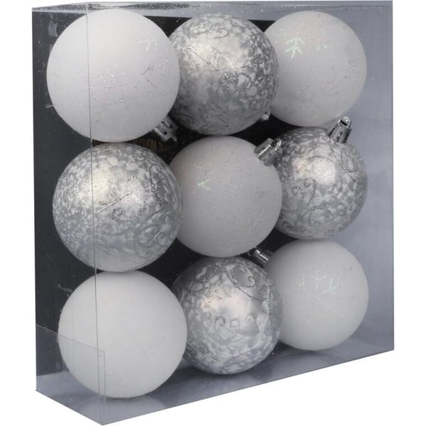 Frozen set med 9 plastkulor glitterdekoration puderrosa 6 cm