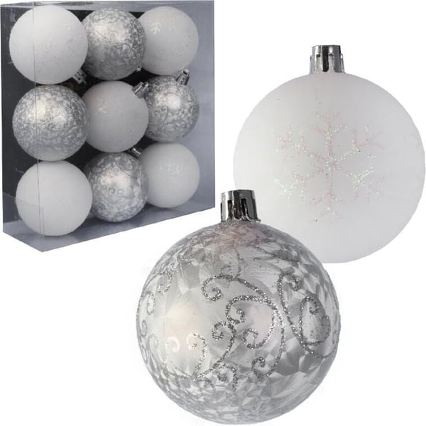 Frozen set med 9 plastkulor glitterdekoration puderrosa 6 cm