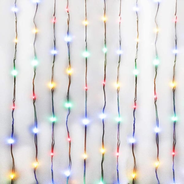 Laajennettava LED-valoverho 100 värikkäällä lumihiutalevalolla