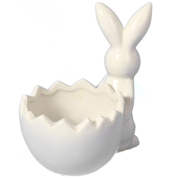 Valkoinen keraaminen pääsiäispupuhahmo 14 cm