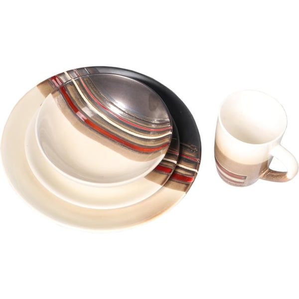 Keramisk porcelænsæt i brune og beige farver