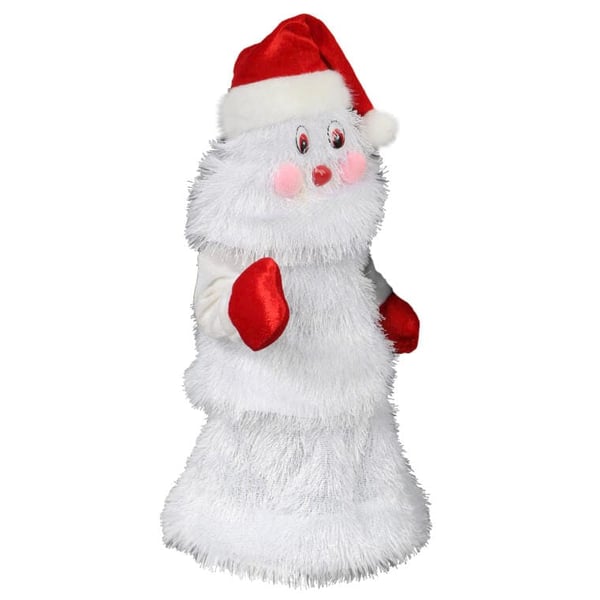Julemandefigur med LED-lys der danser til musikens rytme, hvid, 25 cm
