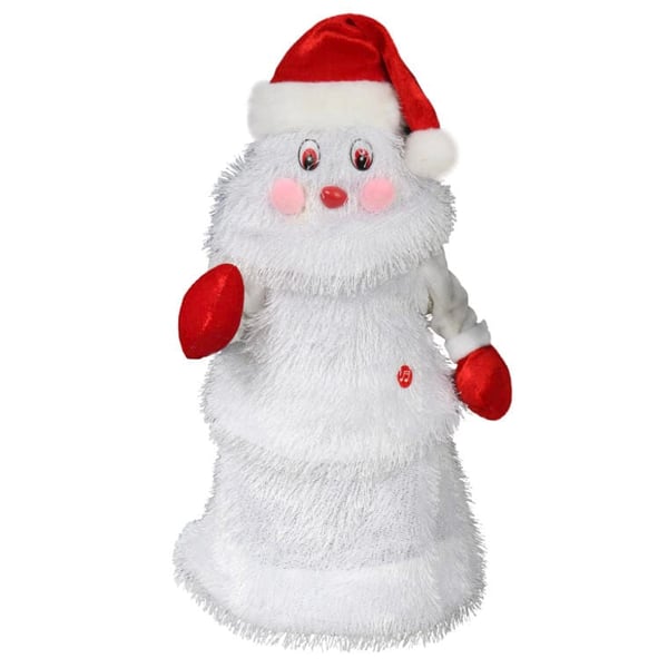 Julemandefigur med LED-lys der danser til musikens rytme, hvid, 25 cm