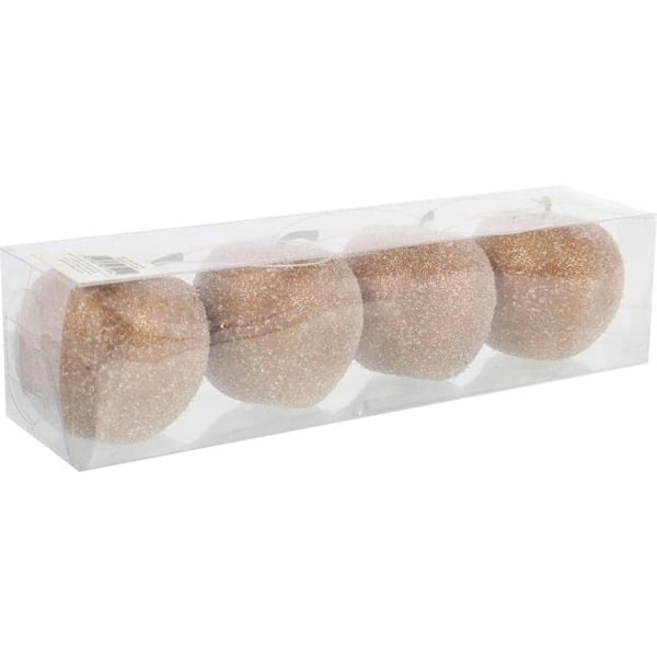 Guldfärgade äppelkulor i plast 7 cm - Set om 4