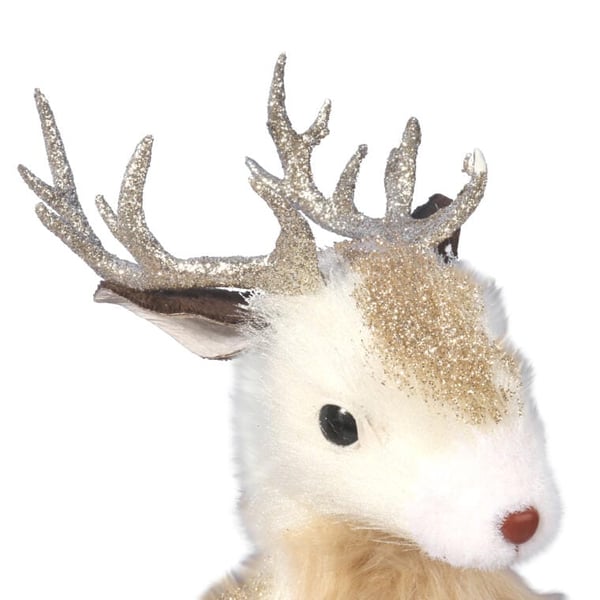 Kultainen poro kermanvärisellä turkilla - Elegantti joulukoriste 45 cm