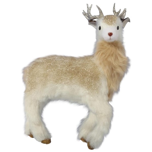 Kultainen poro kermanvärisellä turkilla - Elegantti joulukoriste 45 cm