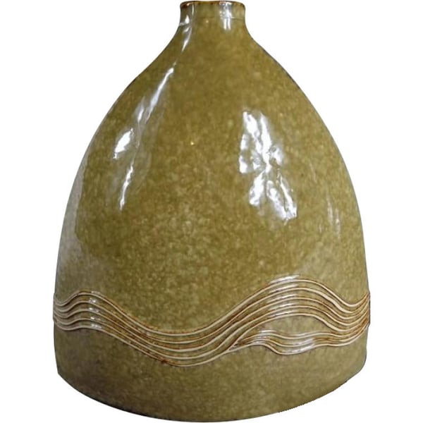 Honungsfärgad keramikvas med vågmotiv 32x28cm