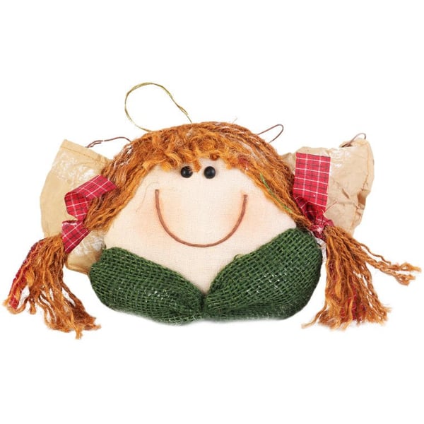 Ängel til ophængning af naturmateriale, grøn, 24 cm