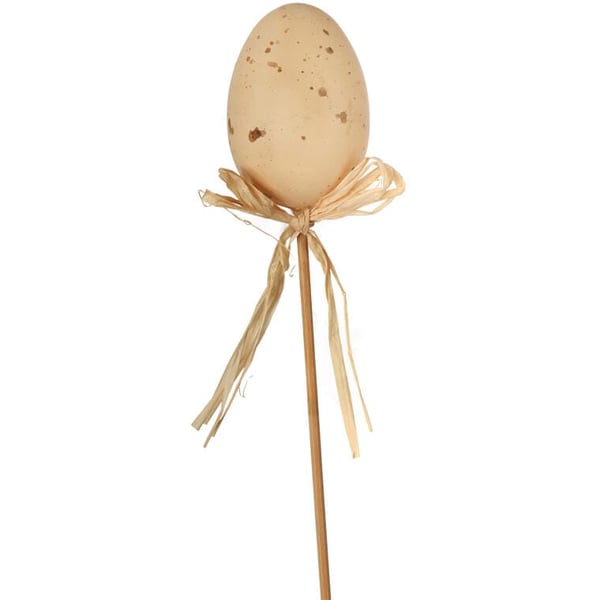 Pääsiäismuna raffialla puisella tikulla, ruskea, 25 cm.
