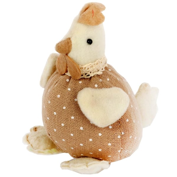 Pehmoinen pilkullinen kana - pääsiäiskoriste 12 CM, ruskea
