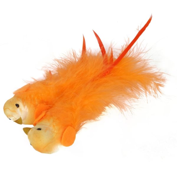 Linnut luonnonhöyhenillä koristeluun 2 kpl 15 cm oranssi