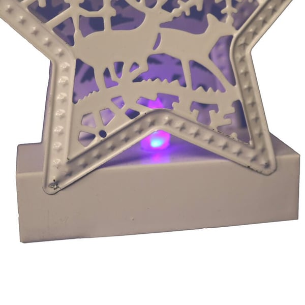 Metallinen LED-joulutähti, väriä vaihtava, valkoinen, 13 cm, paristokäyttöinen