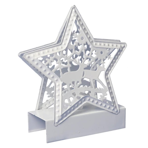 Metallinen LED-joulutähti, väriä vaihtava, valkoinen, 13 cm, paristokäyttöinen