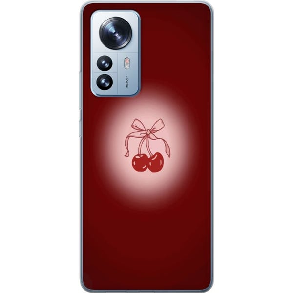 Yhteensopiva Puhelinkuori Xiaomi 12 Pro Cherry Bow -kirsikkadesign rusettikoristeella romanttisessa retrotyylissä, punainen väri ja vintagehenkisyys