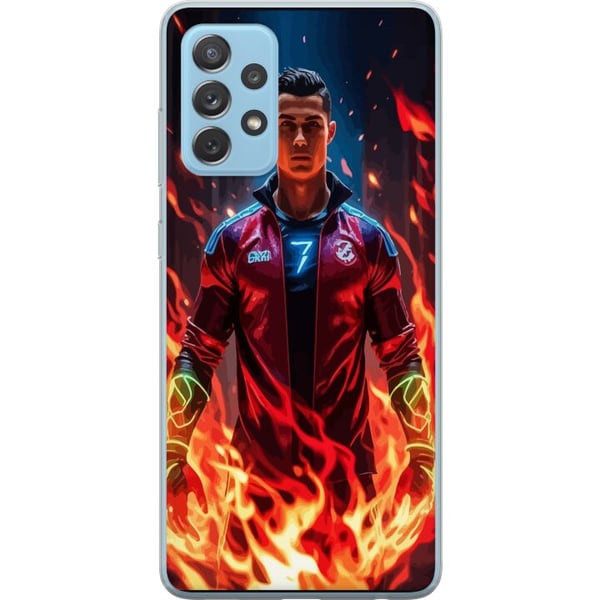 Kompatibelt Mobildeksel til Samsung Galaxy A52 5G Ronaldo Inferno - fotballhelt i flammer Kompatibelt Mobildeksel til Samsung Galaxy A52 5G Ronaldo Inferno - fotballhelt i flammer