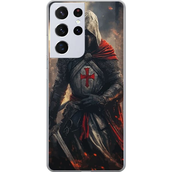 Yhteensopiva Puhelinkuori Samsung Galaxy S21 Ultra 5G temppeliritari ristiritari ristiretkeläinen soturi keskiaikainen haarniska risti miekka fantasi