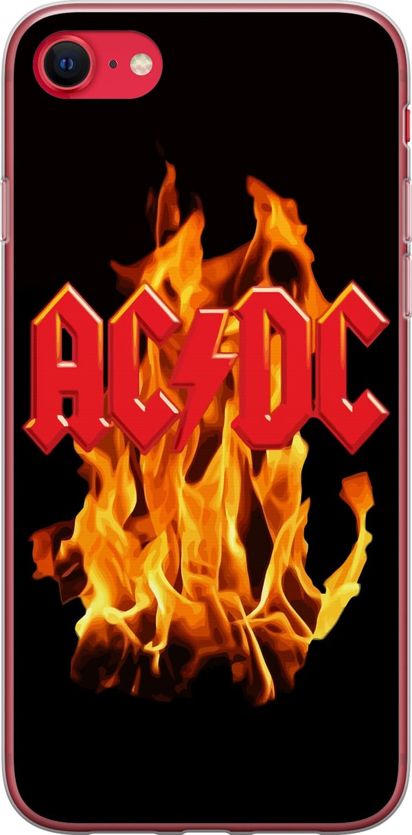 Kompatibelt Mobilskal till Apple iPhone SE (2022) ACDC Flames Rock Music Band Guitar