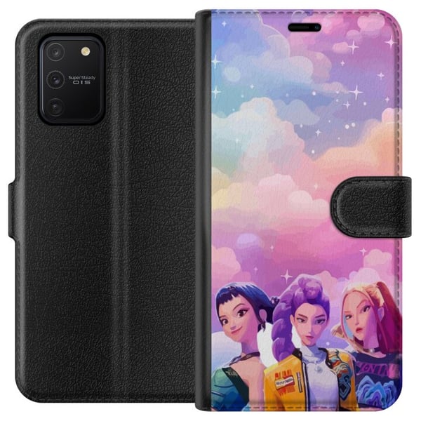 Kompatibelt Lommeboketui til Samsung Galaxy S10 Lite Fargerik popjentetrio med futuristisk stil og pastellhimmel, moderne ungdommelig illustrasjon Kompatibelt Lommeboketui til Samsung Galaxy S10 Lite Fargerik popjentetrio med futuristisk stil og pastellhimmel, moderne ungdommelig illustrasjon