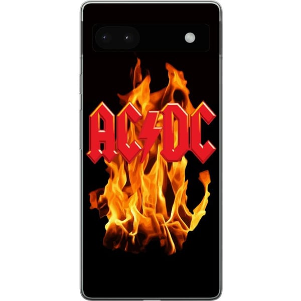 Yhteensopiva Puhelinkuori Google Pixel 6a ACDC Flames Rockmusiikkiyhtye Kitara