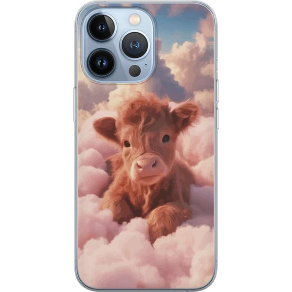 Kompatibelt Mobildeksel til Apple iPhone 13 Pro Søt kalv blant skyer drømmeaktig rosa design med myke farger varm følelse av ro trygghet glede og fan