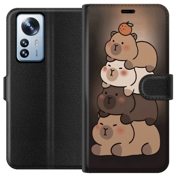 Yhteensopiva Lompakkokotelo Xiaomi 12 Pro Kapybara Kawaii söpö eläinhahmo