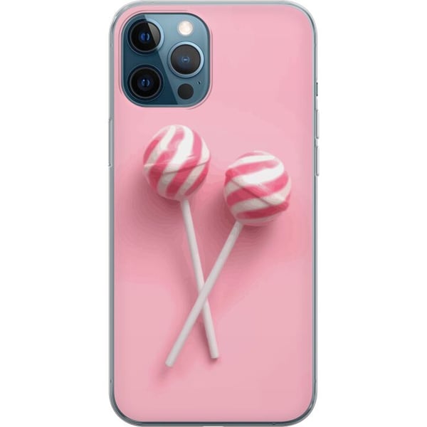 Kompatibelt Mobilskal till Apple iPhone 12 Pro Rosa klubbor och godisdesign – Sött pastellmotiv för trendiga accessoarer