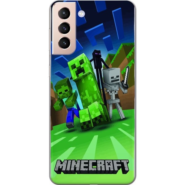 Kompatibelt Mobildeksel til Samsung Galaxy S21 Minecraft Creeper mobilskal i klassisk grön pixelstil
