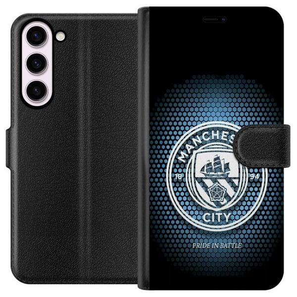 Kompatibelt Lommeboketui til Samsung Galaxy S23+ Manchester City fotball Erling Haaland blå klubdesign illustrasjon