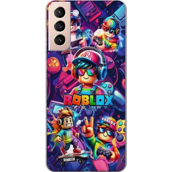 Kompatibel Mobilcover til Samsung Galaxy S21 Farverig Roblox-spilgruppe med hovedtelefoner og neonfarver til børn og spilinteresserede Kompatibel Mobilcover til Samsung Galaxy S21 Farverig Roblox-spilgruppe med hovedtelefoner og neonfarver til børn og spilinteresserede