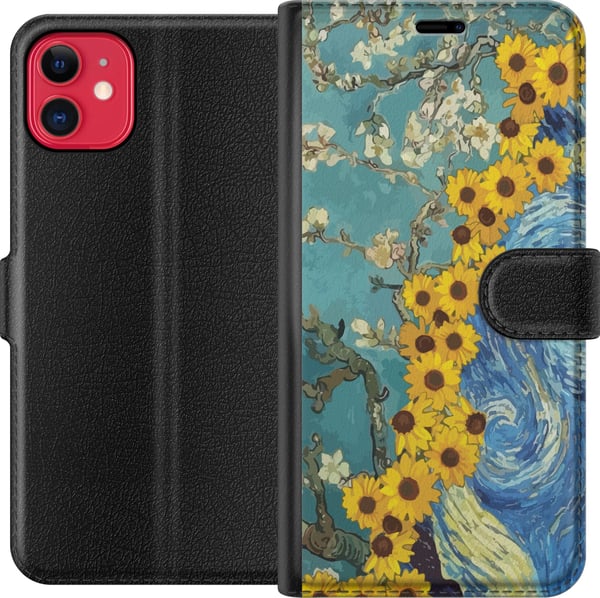 Kompatibelt Plånboksfodral till Apple iPhone 11 Van Gogh poster sunflower Starry Night konst blommor målning artistisk retro art impressionism design