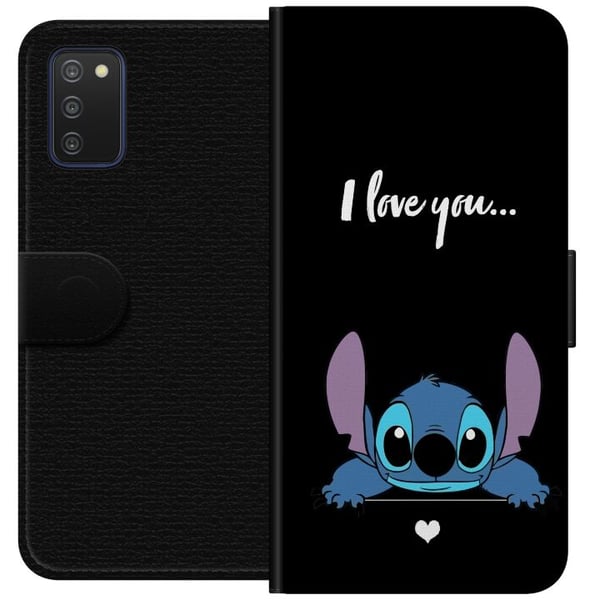 Kompatibelt Lommeboketui til Samsung Galaxy A03s Stitch Jeg Elsker Deg