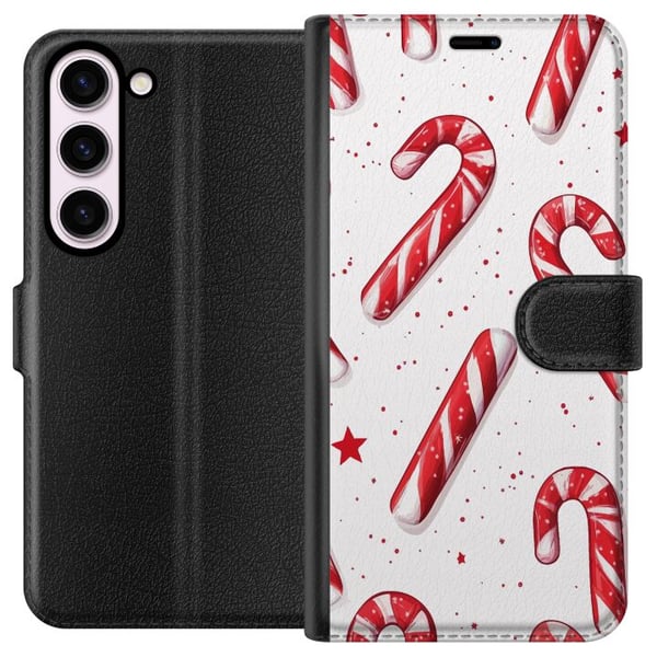 Yhteensopiva Lompakkokotelo Samsung Galaxy S23 Jouluhenkinen kuvio, jossa on karkkikeppejä, tähtiä ja talvisia yksityiskohtia – klassinen ja suosittu Yhteensopiva Lompakkokotelo Samsung Galaxy S23 Jouluhenkinen kuvio, jossa on karkkikeppejä, tähtiä ja talvisia yksityiskohtia – klassinen ja suosittu