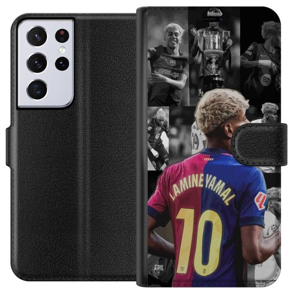 Kompatibelt Lommeboketui til Samsung Galaxy S21 Ultra 5G FCB Yamal Barcelona fremtidens fotballstjerne