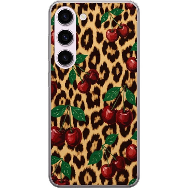 Kompatibel Mobilcover til Samsung Galaxy S23 Kirsebær leopardmønster kirsebær retro rockabilly pinupstil kirsebærtryk leopardbaggrund modekunst