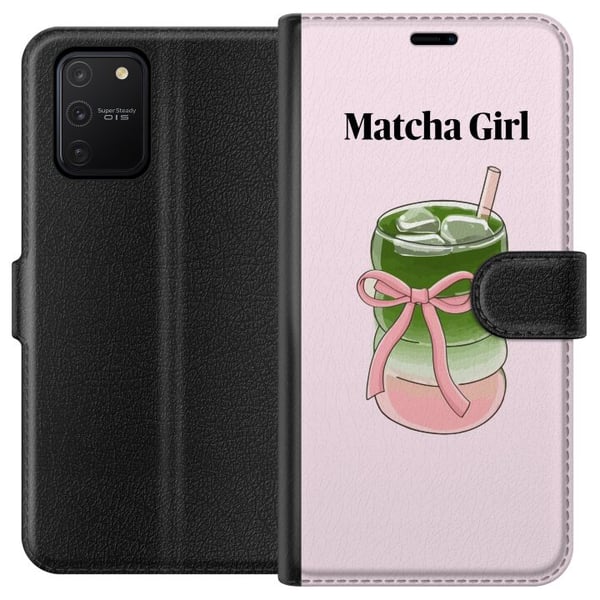 Kompatibelt Lommeboketui til Samsung Galaxy S10 Lite Matcha Girl-illustrasjon – kawaii-inspirert te-design med rosa sløyfe Kompatibelt Lommeboketui til Samsung Galaxy S10 Lite Matcha Girl-illustrasjon – kawaii-inspirert te-design med rosa sløyfe