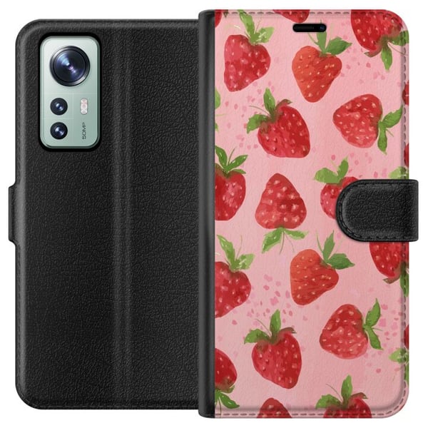 Yhteensopiva Lompakkokotelo Xiaomi 12 Mansikkahaaveet - Retrot tyyli mansikkakuviointi Yhteensopiva Lompakkokotelo Xiaomi 12 Mansikkahaaveet - Retrot tyyli mansikkakuviointi