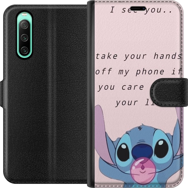Kompatibelt Plånboksfodral till Sony Xperia 10 IV Stitch Lycka till