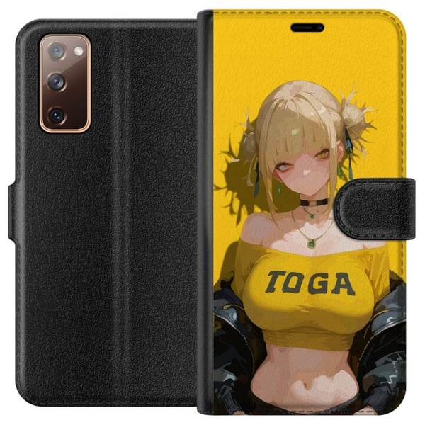 Kompatibelt Plånboksfodral till Samsung Galaxy S20 FE Gul animeinspirerad illustration med blond karaktär stark bakgrund kawaii stil för trendiga mot