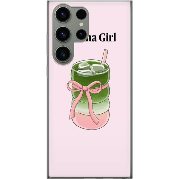 Kompatibel Mobilcover til Samsung Galaxy S23 Ultra Matcha Girl-illustration – kawaii-inspireret te-design med lyserød sløjfe Kompatibel Mobilcover til Samsung Galaxy S23 Ultra Matcha Girl-illustration – kawaii-inspireret te-design med lyserød sløjfe