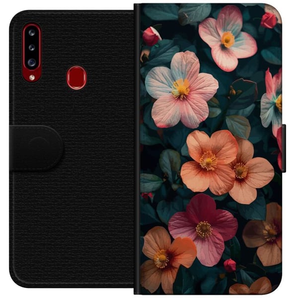 Kompatibelt Plånboksfodral till Samsung Galaxy A20s Blommor