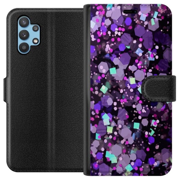 Kompatibel Tegnebogsetui til Samsung Galaxy A32 5G Lilla Glitter