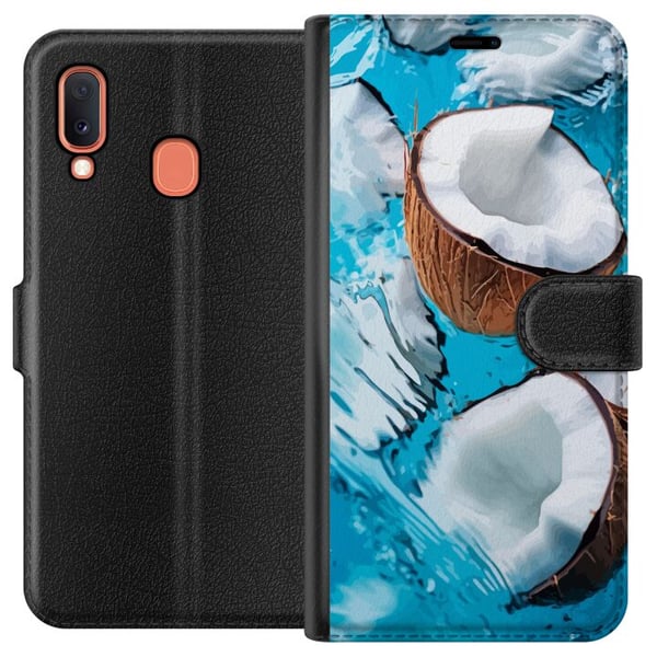 Kompatibel Tegnebogsetui til Samsung Galaxy A20e Kokosnød Pool Sommer Strand Paradis